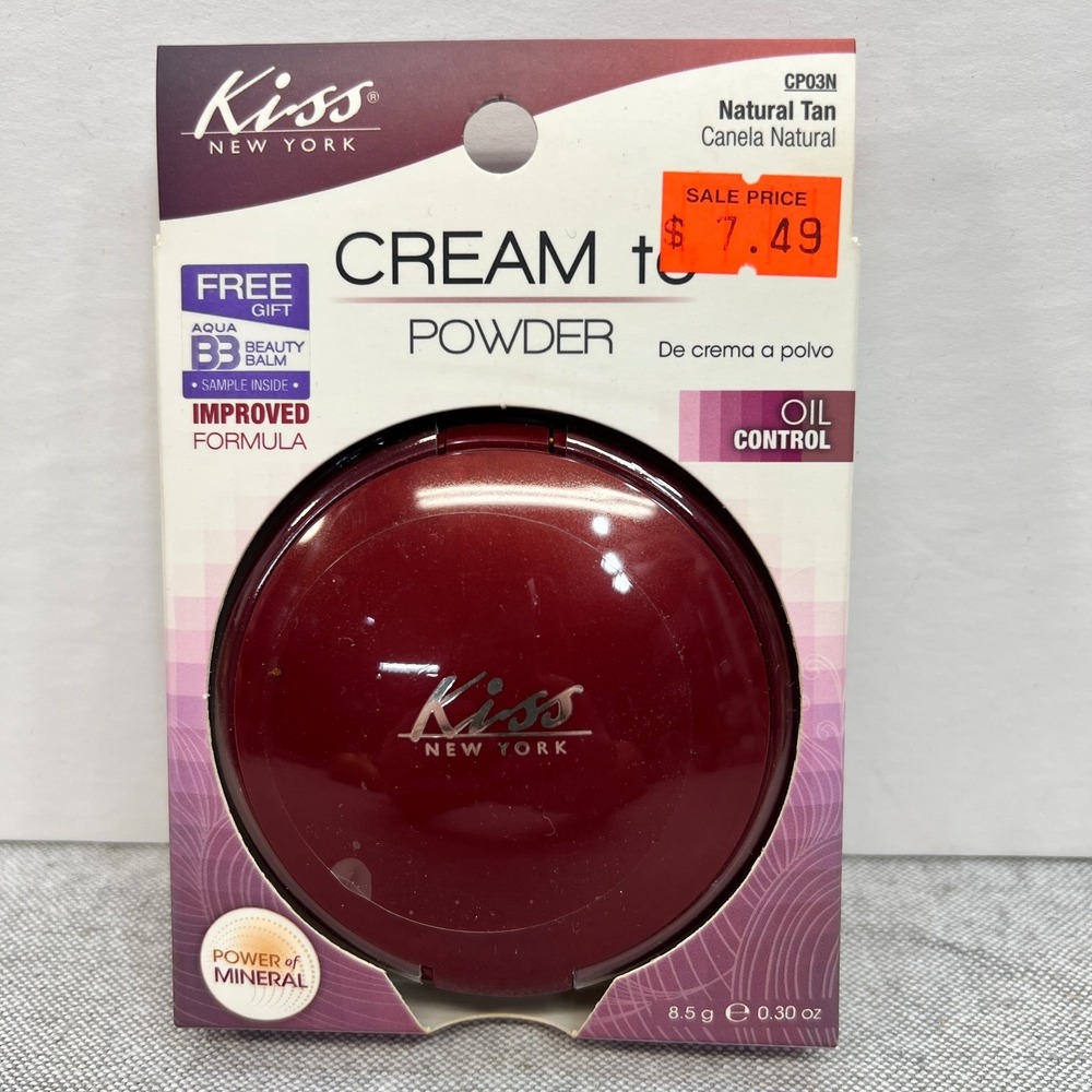 KISS Cream to Powder Foundation Oil Control CP03N Natural Tan *Discontinued* NIB